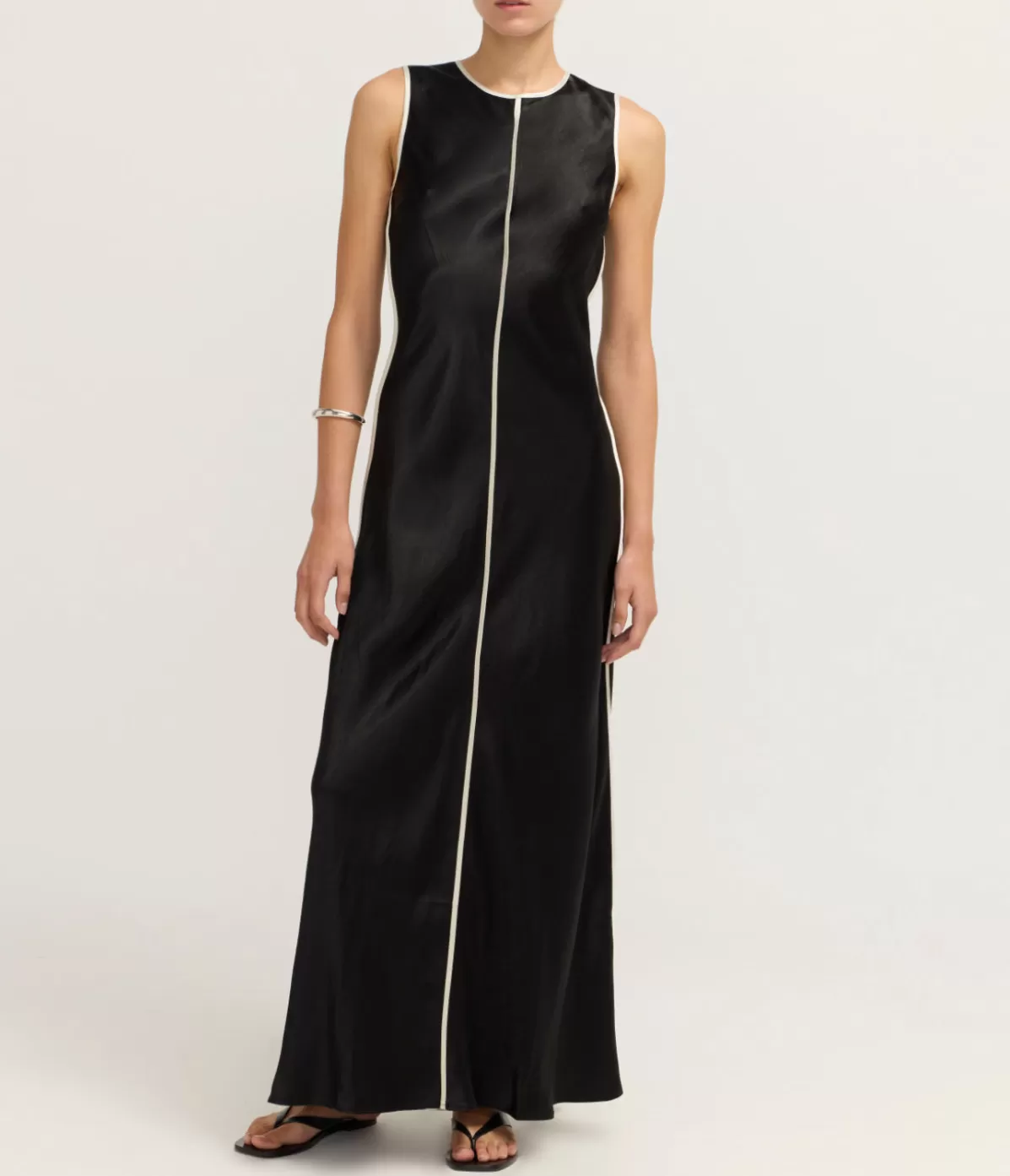 Third Form Crush Contrast Bind Maxi Tank Dress in Black and Cream Shop