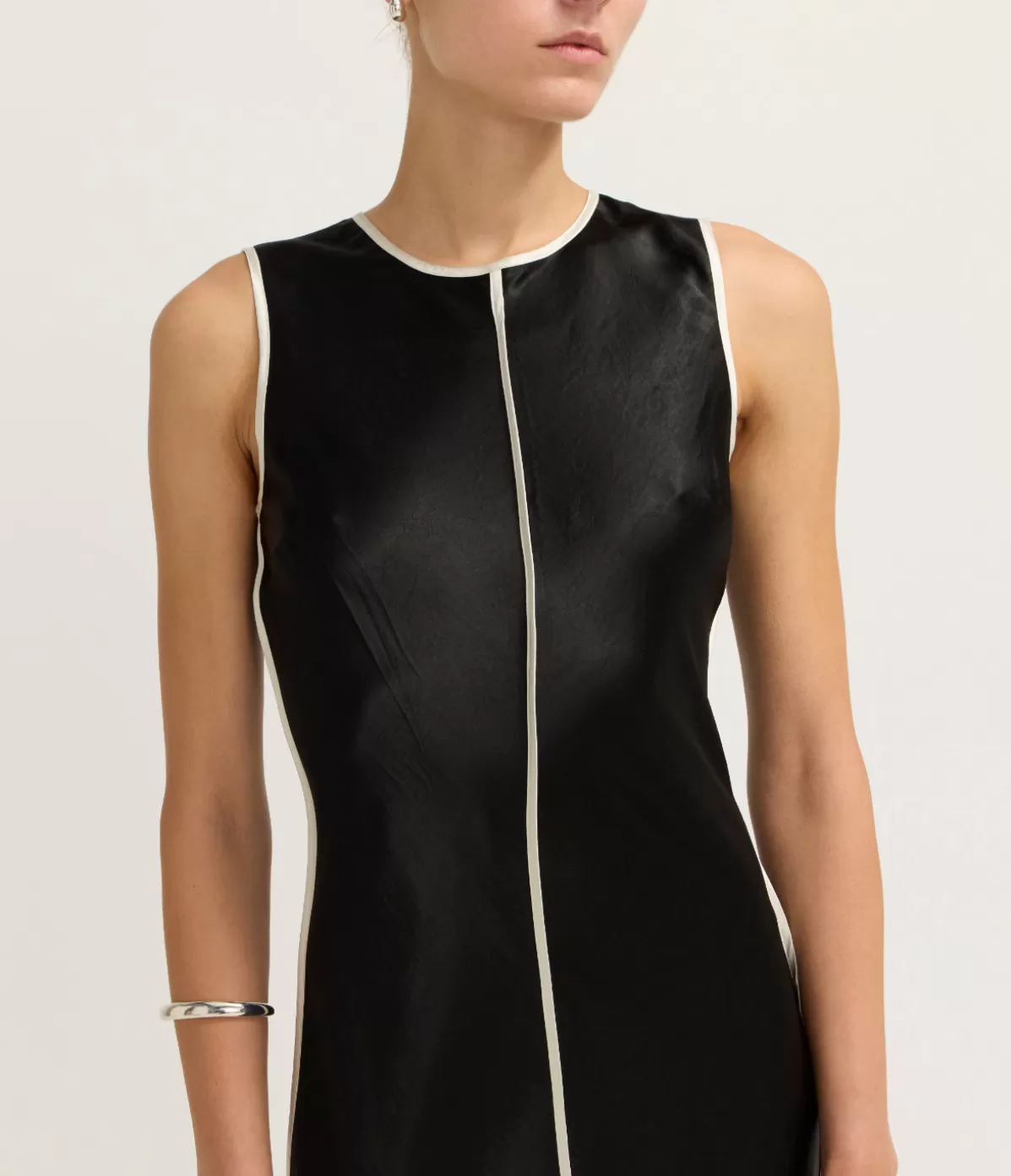 Third Form Crush Contrast Bind Maxi Tank Dress in Black and Cream Shop