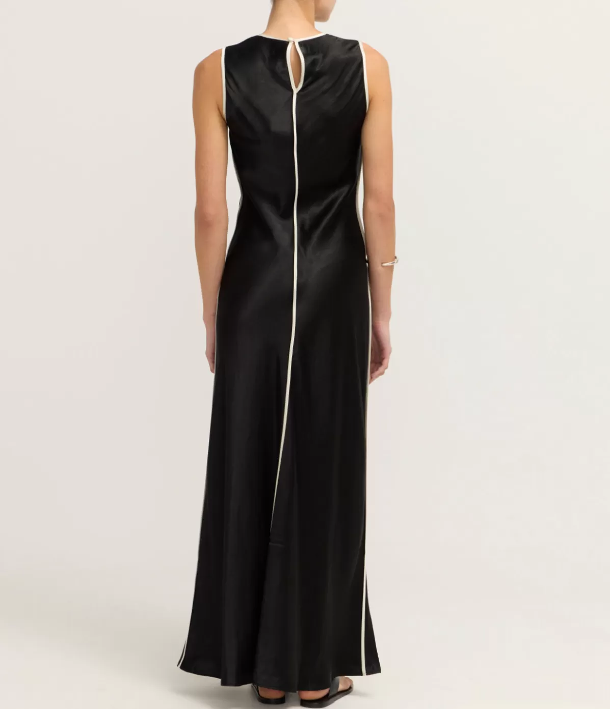 Third Form Crush Contrast Bind Maxi Tank Dress in Black and Cream Shop