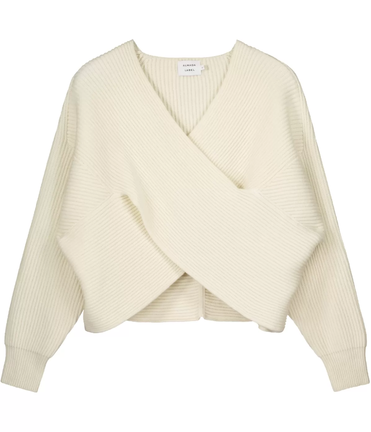 Almada Gia Cashmere and Merino Cross Wrap Sweater in Ivory Hot