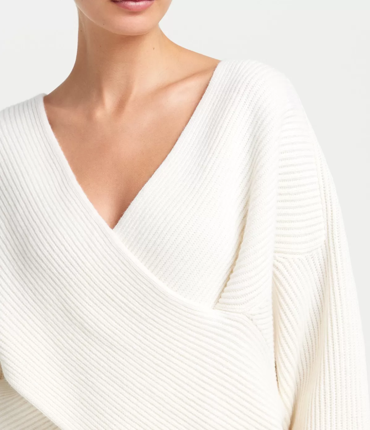 Almada Gia Cashmere and Merino Cross Wrap Sweater in Ivory Hot