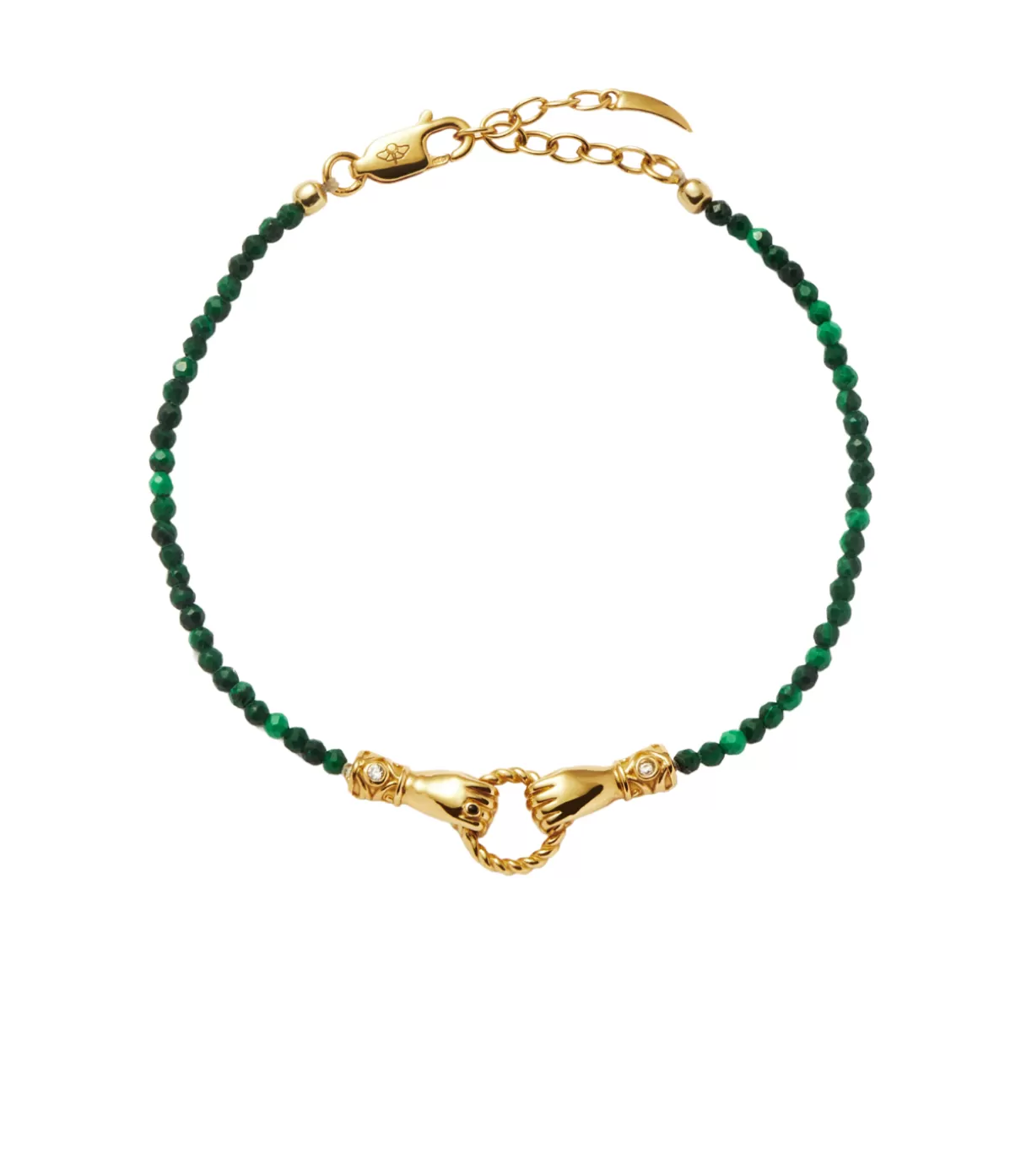 Missoma Harris Reed In Good Hands Mini Beaded Gemstone Bracelet in Gold and Green Best