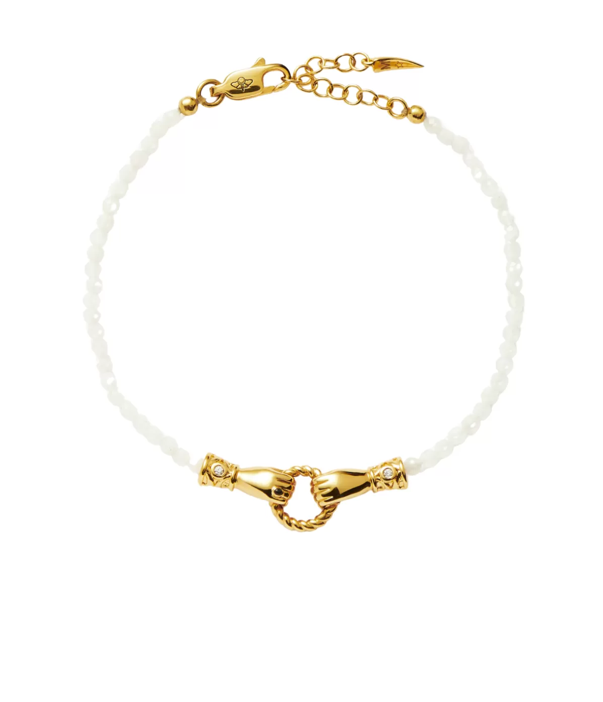 Missoma Harris Reed In Good Hands Mini Beaded Gemstone Bracelet in Pearl and Gold Cheap