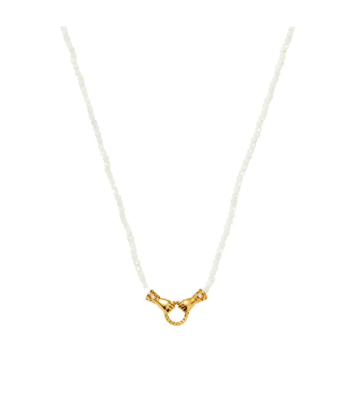 Missoma Harris Reed In Good Hands Mini Beaded Gemstone Necklace in Gold and Pearl Best Sale