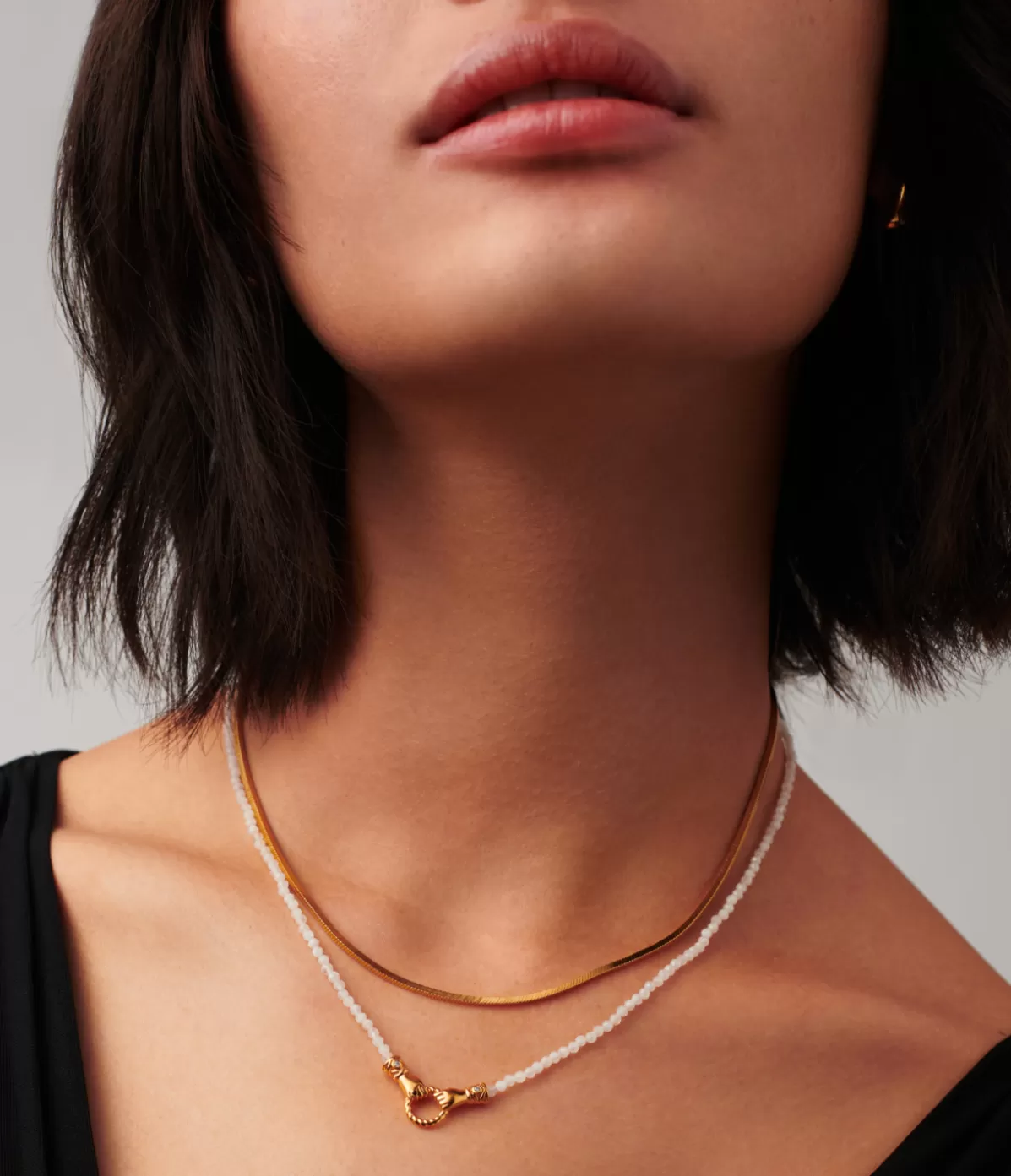 Missoma Harris Reed In Good Hands Mini Beaded Gemstone Necklace in Gold and Pearl Best Sale