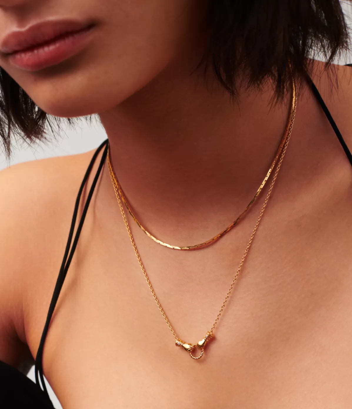 Missoma Harris Reed In Good Hands Mini Pendant Slider Necklace in Gold Best