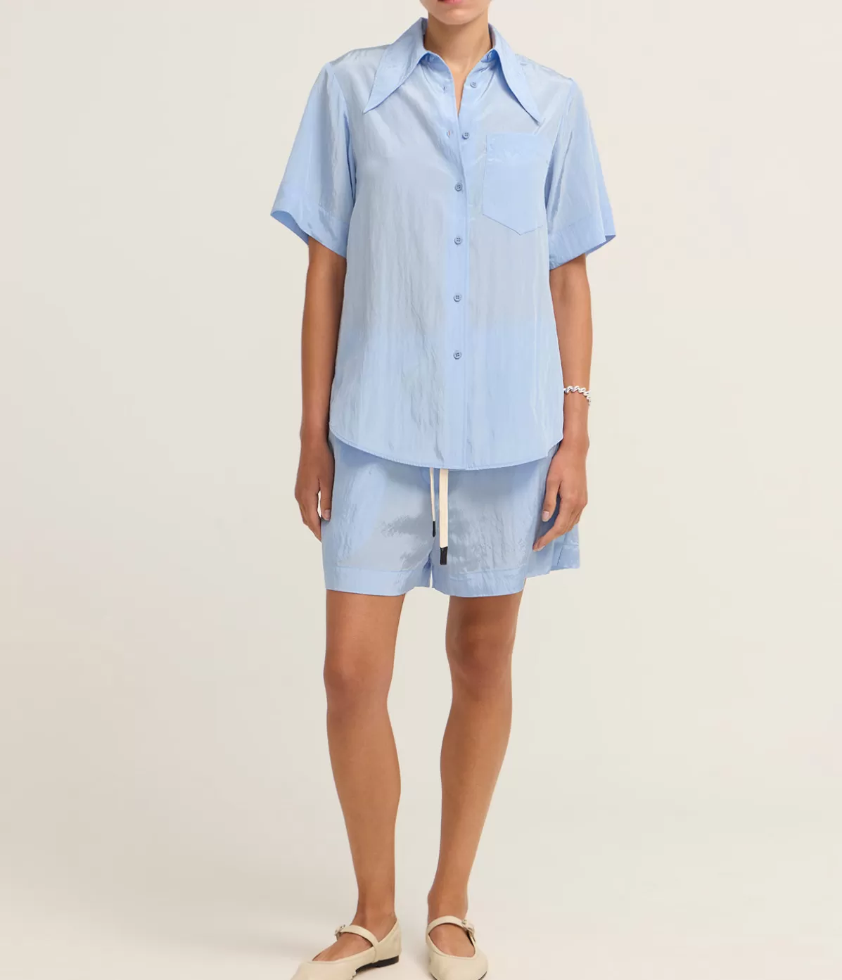 Lee Mathews Kiki Short Sleeve Shirt in Cornflower Hot