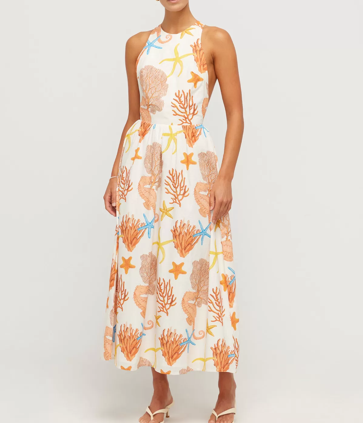 Palm Noosa Meridian High Neck Poplin Dress in Coral Store