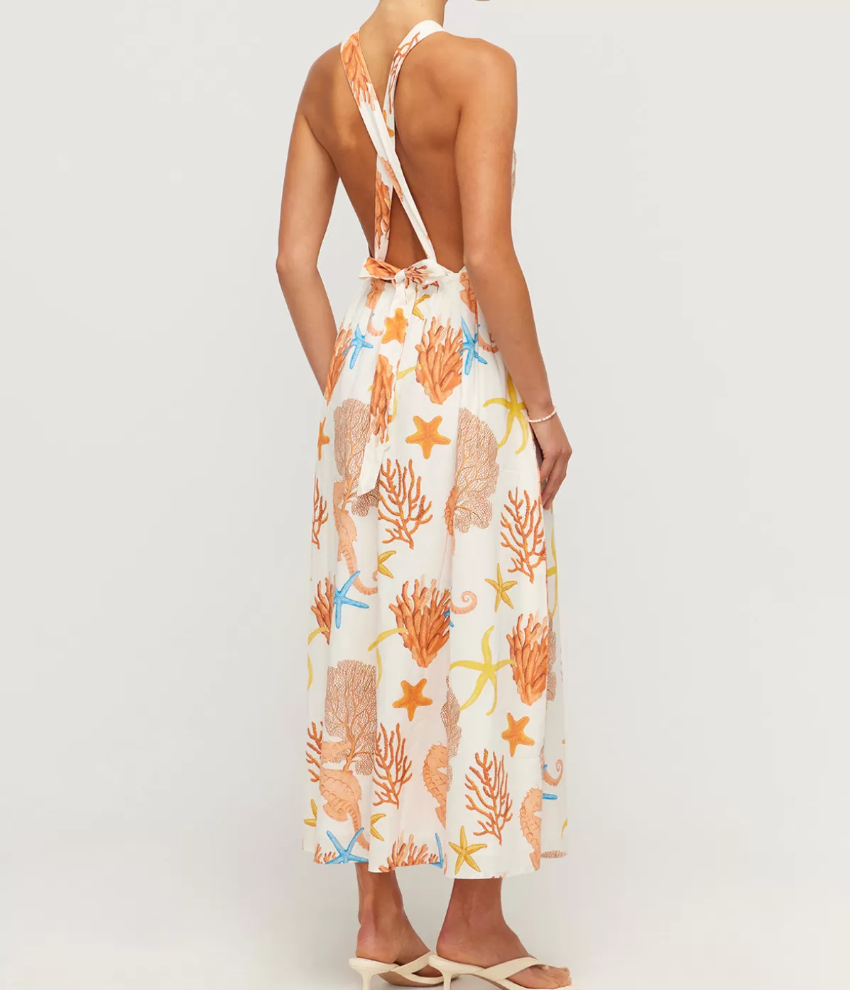 Palm Noosa Meridian High Neck Poplin Dress in Coral Store