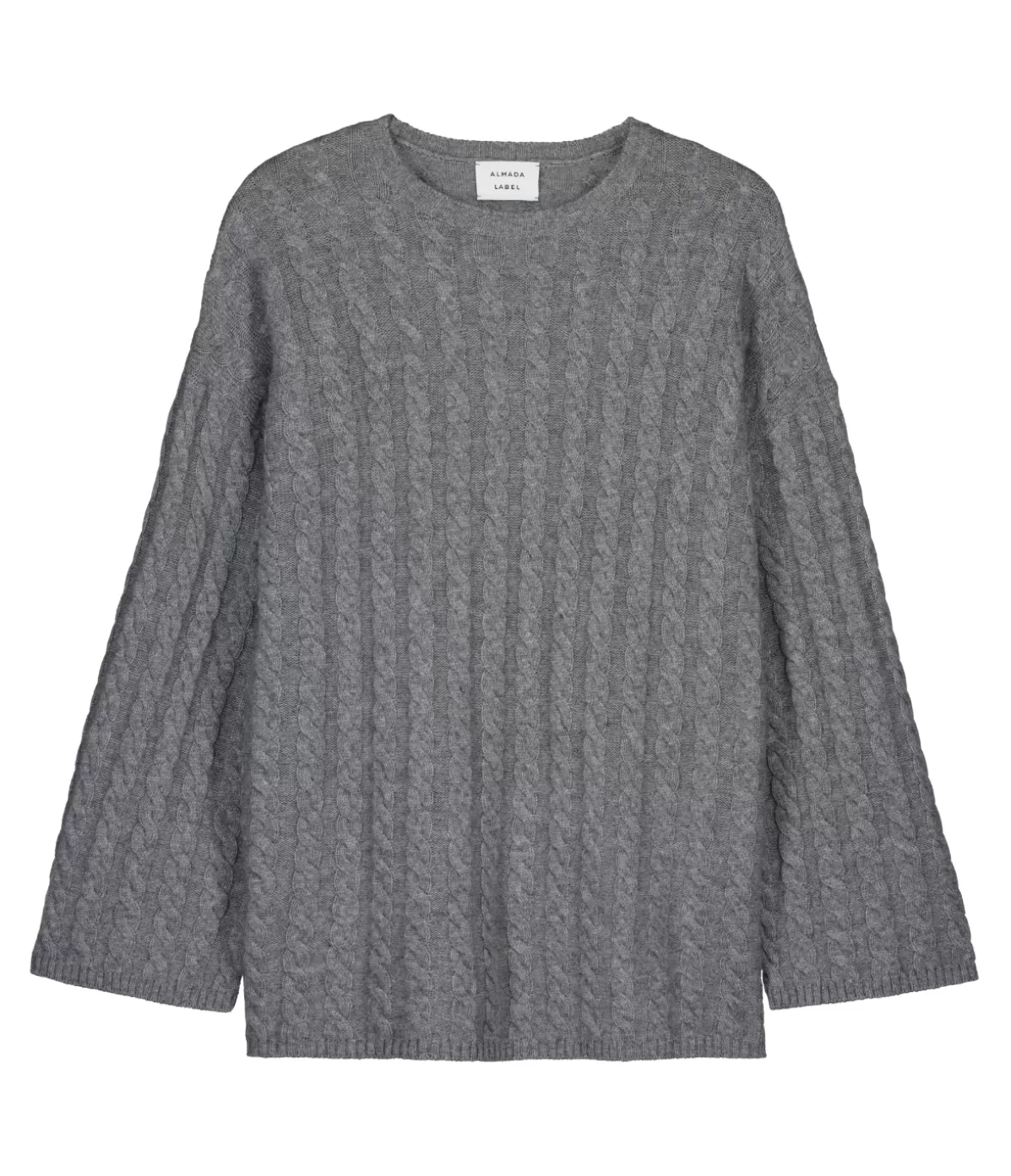 Almada Noa Cable Knit Cashmere and Merino Sweater in Medium Grey New