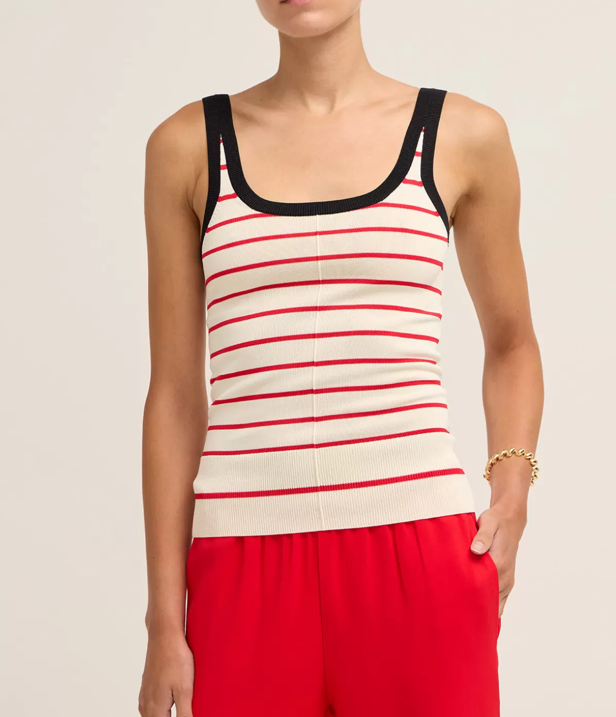 Solid and Striped The Nessa Tank Top in Apple Red and Brule Stripe Outlet