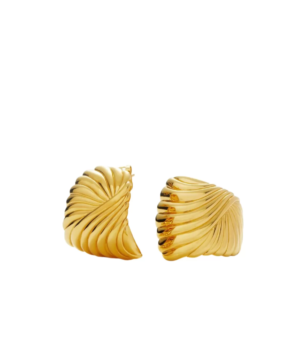 Missoma Wavy Ridge Ripple Oversized Stud Earrings in Gold New